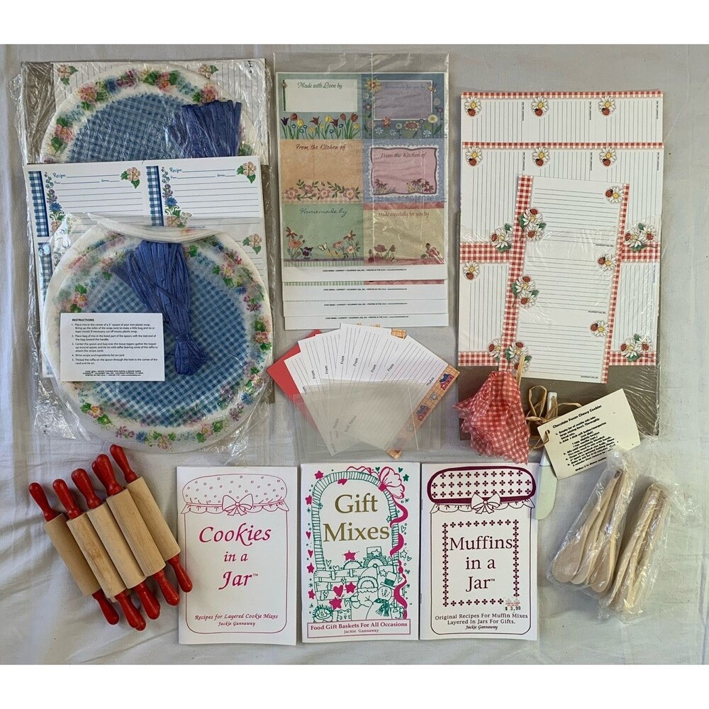 Gannaway Current Lot of Jar Mix Gift Making Craft Recipe Cards Spoon Rolling Pin